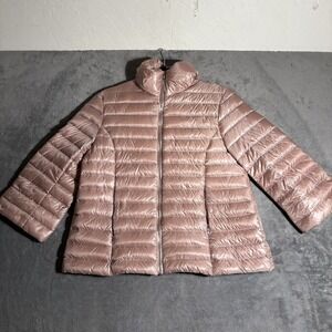 Guess Puffer Jacket Women Size Small Light Pink Collared Full Zip W6422HMD409